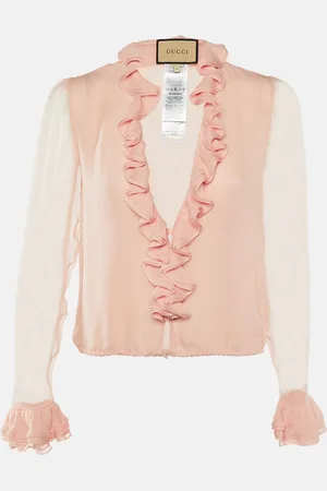 Gucci Silk Ruffled Button Front Blouse S