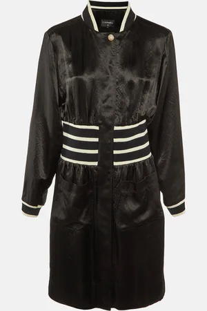 CHANEL Satin Zip-Up Short Varsity Dress M