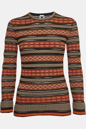 M Missoni Stripe Patterned Knit Long Sleeve Top L