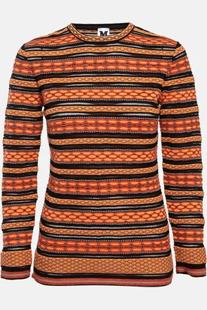M Missoni Stripe Patterned Knit Long Sleeve Top M