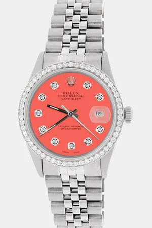 Rolex Customised Matt Coral Diamond Stainless Steel Datejust Automatic Men