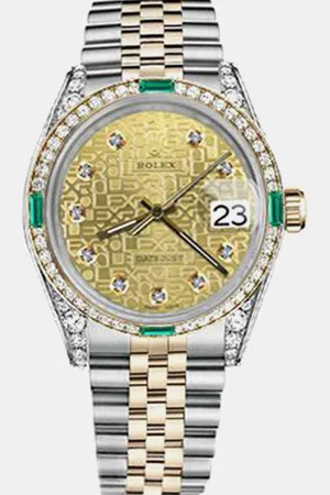 Rolex Customised Champagne Diamond 18K Yellow Stainless Steel Datejust 16013 Automatic Men