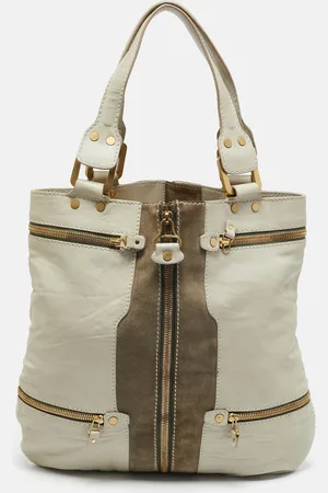 Jimmy Choo Two Tone Leather and Suede Large Mona Tote