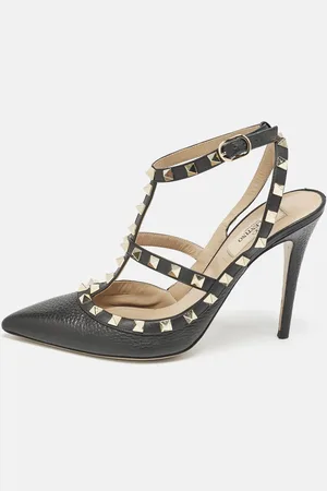 VALENTINO Leather Rockstud Caged Pumps Size 39