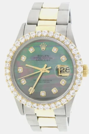 Rolex Customised Tahitian 2.70CT Diamond 18K Yellow Gold Stainless Steel Datejust Automatic Men