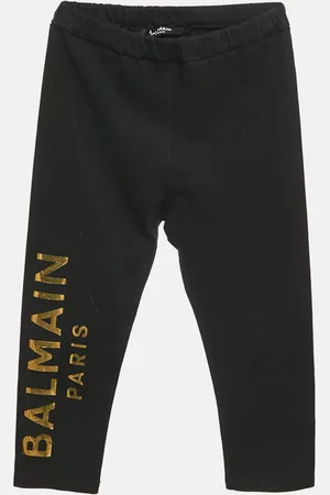 Balmain Kids Logo Foil Print Cotton Knit Leggings 24 M
