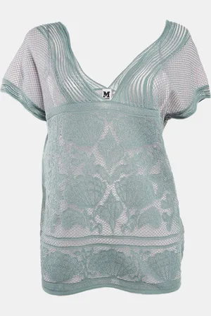 M Missoni Ice Lurex Textured Knit V-Neck Top M
