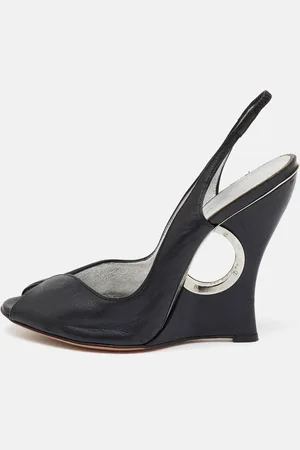 Casadei Leather Slingback Wedge Pumps Size 38.5