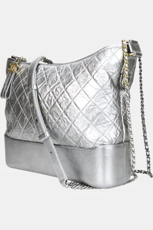 CHANEL Leather Metallic Gabrielle Chain Large Hobo Shoulder Bag