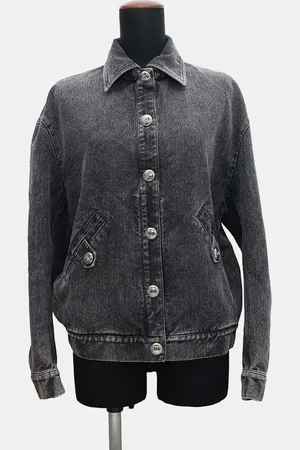 CHANEL Coco Button Denim Jacket Size 36 Cotton 70% Viscose 18% Polyester 12%