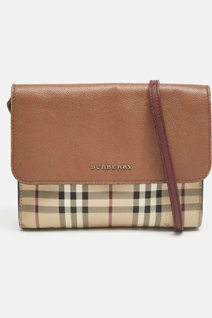 Burberry /Beige Haymarket PVC and Leather Loxley Crossbody Bag