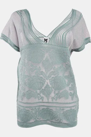 M Missoni Ice Lurex Textured Knit V-Neck Top L