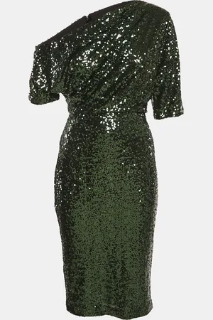 Badgley Mischka Sequin One-Shoulder Short Dress M