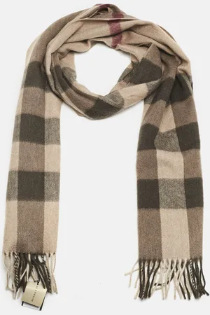 Burberry Smocked Half Mega Check Cashmere Scarf