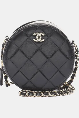 CHANEL CC Quilted Calfskin Round Clutch with Chain