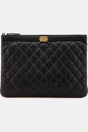 CHANEL Caviar Quilted Boy O Case Medium Clutch Bag