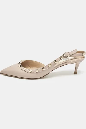 VALENTINO Dusty Leather Rockstud Slingback Pumps Size 38.5