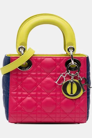 Dior Tricolor Lambskin Cannage Mini Lady Tote Bag