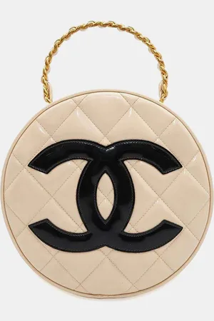 CHANEL Round Vanity Handbag Patent Leather