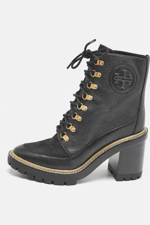 Tory Burch Leather and Nubuck Miller Ankle Boots Size 38.5