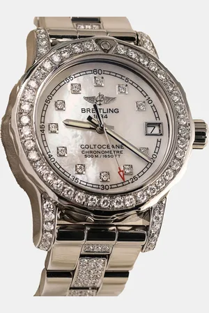 Breitling Customised MOP 5.0CT Diamond Stainless Steel Colt A77387 Quartz Men