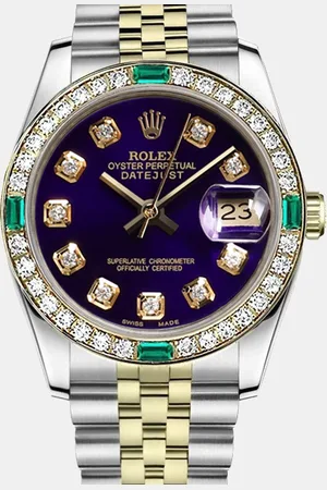 Rolex Customised Diamond 18K Yellow Gold Stainless Steel Vintage 69173 Automatic Women