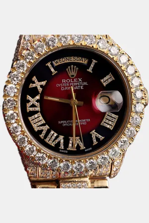 Rolex Customised Vignette Diamond 18K Yellow Gold Day-Date 18038 Automatic Men