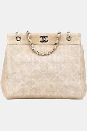 CHANEL Quilted Canvas Classic Chain Tote Bag