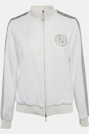 Fendi Jersey Logo Tape Trimmed Zip-Up Jacket L