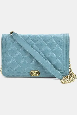 CHANEL Caviar Leather Boy Wallet On Chain