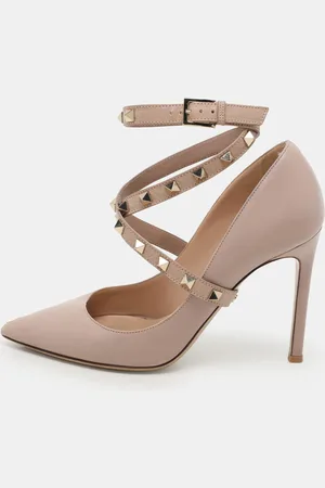 VALENTINO Dusty Rockstud Ankle Wrap Pointed Toe Pumps Size 36