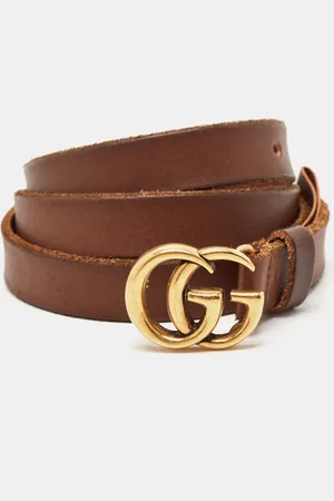 Gucci Leather Double G Slim Buckle Belt 100CM