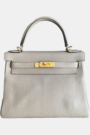 Hermès Gris Asphalte Togo Leather Kelly 28 Top Handle Bag