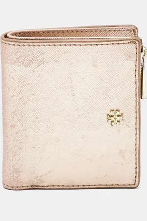 Tory Burch Rose Gold Leather Robinson Bifold Wallet