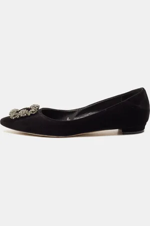 Manolo Blahnik Velvet Hangisi Ballet Flats Size 37.5