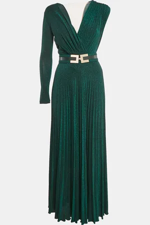 Elisabetta Franchi Lurex Knit Pleated Maxi Dress S