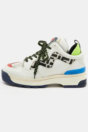 Fendi Leather and Mesh FF Chunky Lace Up Sneakers Size 38