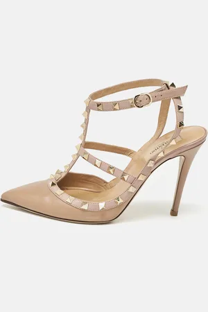 VALENTINO /Dusty Pink Leather Rockstud Ankle Strap Pumps Size 39
