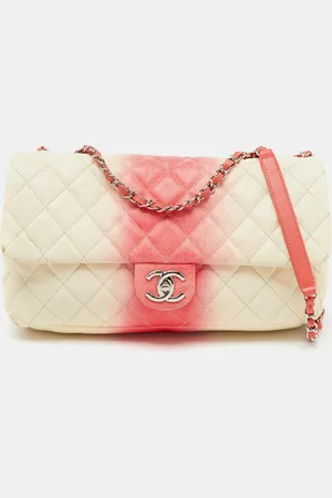 CHANEL /Peach Ombré Quilted Caviar Leather Jumbo Classic Single Flap Bag