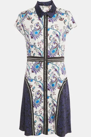 Mary Katrantzou /Blue Printed Cotton Short Dress L