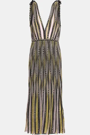 M Missoni /Black Alga and Bubble Pattern Knit Sleeveless Midi Dress M