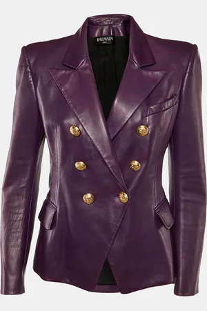 Balmain Leather Double Breasted Blazer L