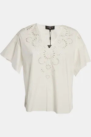 Paule Ka Off- Floral Embroidery Cotton Top M
