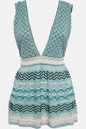 M Missoni Smocked Knit V-Neck Top M