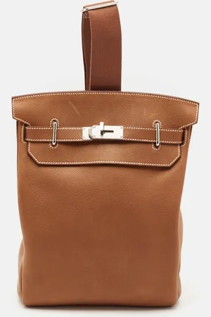 Hermès Hermès Fauve Barenia Faubourg Leather Palladium Finish Hac A Dos GM Backpack