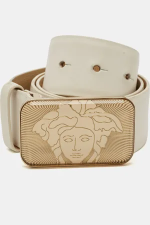 VERSACE Leather Medusa Rectangle Buckle Belt 85 CM
