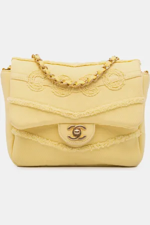 CHANEL Small Chevron Denim Fringe Coco Flap Bag