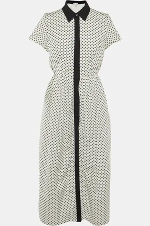 Oscar de la Renta Monochrome Floral Printed Cotton Maxi Dress M