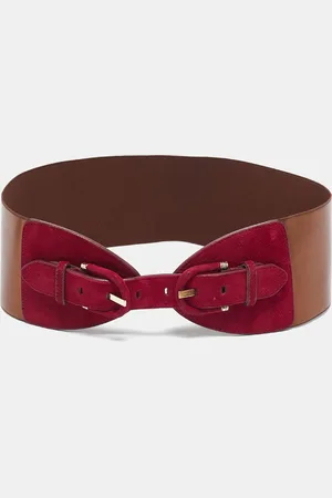 Emporio Armani Bronze/Burgundy Elastic and Suede Waist Belt 65 CM