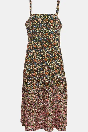 Tory Burch Floral Print and Sequin Embroidery Cotton Midi Dress L